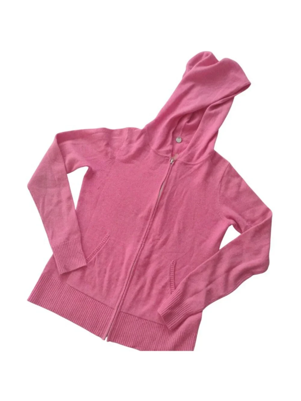 Margaret OLeary Pink Cashmere Hooded Sweate S Soft Lightweight Zip Front Barbie - Picture 12 of 12